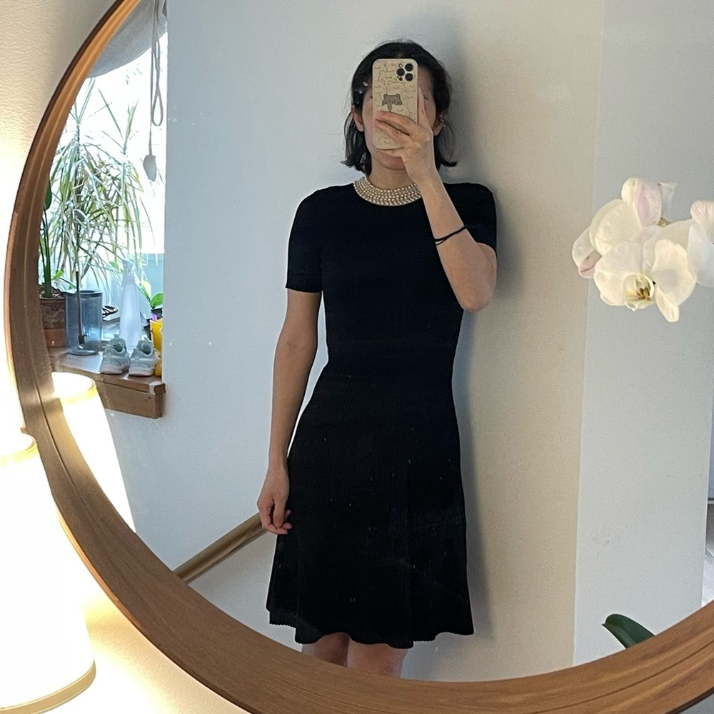 Sandro perals collar black stretchy dress